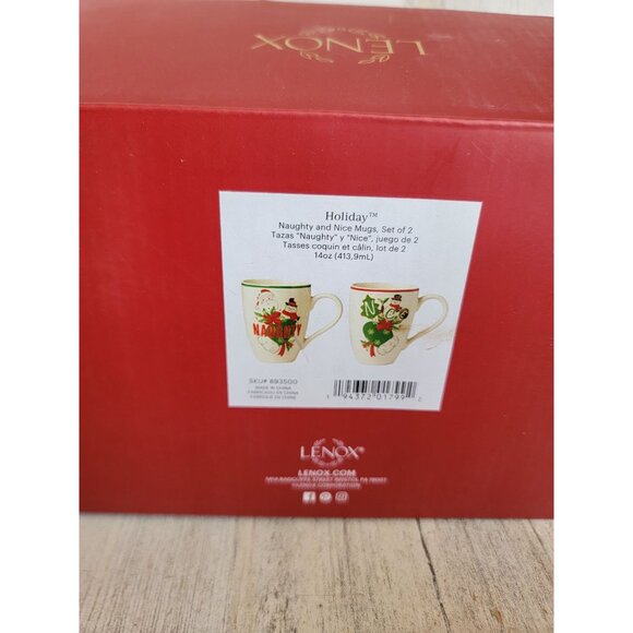 Lenox‎ holiday 14oz naughty nice mugs Xmas home decor set - Picture 6 of 6
